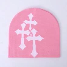 1 件十字印花骷髅帽，男女通用，提花针织帽，适合日常休闲、户外运动、作为节日礼物街头万圣节 - A - 查看 3