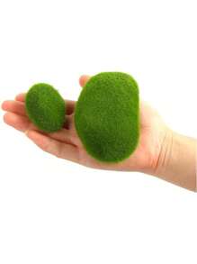 34pcs Artificial Moss Rocks, Green Floral Moss Balls Moss Covered Stones Fake Moss Decor For Floral Arrangements Fairy Gardens And Crafting 5 Size, Valentine Day, Gift,Garden Decor,Outdoor Plant,Gardening,Fake Flowers - Green - View 4