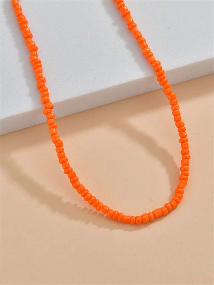 オレンジ色 ビーズネックレス | SHEIN JAPAN