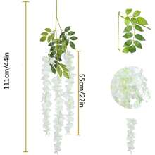 Dây hoa tử đằng tím 6/12/24 bông, dây hoa nhân tạo dài 3,75ft, vòng hoa tử đằng giả bằng lụa, dùng trang trí đám cưới, sân vườn, tường. - trắng - Xem 2