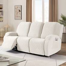 Recliner Sofa Cover, 3-Pieces Stretch Recliner Couch Covers For Recliner Chair Soft Reclining Chair Slipcover Furniture Protector For Dogs Cats - 米色 - 查看 1