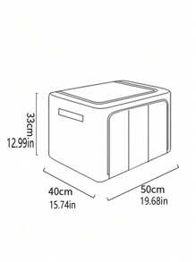 1 Miếng Nhà  Hộp trữ , 66l Dung lượng lớn Tủ đóng tường Tổ chức Hộp Đối với Quần áo Và Bộ đồ giường , Với Lau cửa sổ Và Gấp lại Thiết kế , Chế tạo Của Vải Chất liệu - Màu Xám nhạt - Xem 2