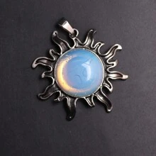 1 Pièce Collier Pendentif En Cristal Naturel En Forme De Soleil Pour Femmes Et Hommes, Pierre D'anniversaire Avec Cordon, Cadeau Spirituel Pour Noël Et Anniversaire, Carte Incluse