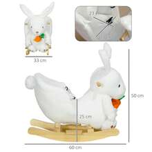 HOMCOM Animale a Dondolo a forma di Coniglio con Suoni, Cavalluccio a Dondolo per Bambini 18-36 Mesi con Cintura, 60x33x50 cm - Bianco - Visualizzare 3