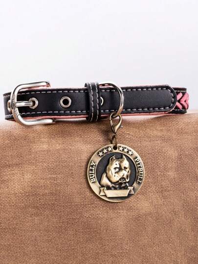 1入組鋅合金復古狗牌防丟寵物徽章掛件，適用於狗狗項圈辨識金屬牌