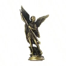 1pc Saint Michael Archangel Figurine, Sacred Angel Michael's Sculpture, Zinc Alloy Statue For Home Desk Decor Best Gifts Birthday Graduation