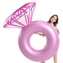 Inflatable Rhinestone Ring Pool Float - Engagement Ring Bachelorette Party Float Stagette Decorations Swimming Tube Floaty Outdoor Water Lounge For Adults - 1pcs - View 1