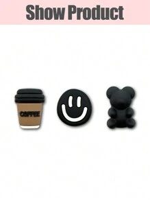 11 PCS Black And White Bear Series Theme Pattern Cute Shoe Charm Suitable For Crocodile Charm DIY Decorative , Pen Cases, Bags, Phone Case Accessories And Party Gifts, Shoes Accessories For Spring Summer