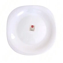 Jogo 6 Pratos Boreal Quadrado Raso Vidro Opal Temperado 26cm - Branco - Visão 3