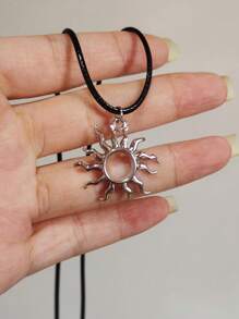 庞克魅力珠宝链旋涡漩涡吊坠项链复古星星颈圈女式时尚哥特项链配饰垮掉 - 銀色 - 查看 4