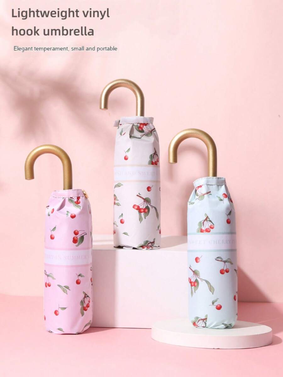 COMPACT Travel Umbrella - Lightweight Portable Mini Compact Umbrellas Windproof Small Parasol Umbrella Tiny Hook Design Perfect For Purse Women Kids - Multicolor - View 1