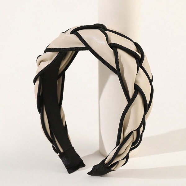 شريط شعر مضفر من جلد اصطناعي بوهيمي قطعة واحدة، شريط شعر، حلقة شعر، اكسسوارات شعر