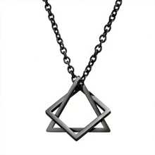 1pc Stainless Steel Necklace With Geometric Square Triangle Pendant For Hip-Hop Style Lover Halloween - Silver - View 10