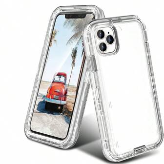 Apple 3-In-1 Heavy-Duty Clear Phone Case, [10 Feet -Grade Drop Protection], TPU+PC Mixed Material Transparent Heavy-Duty Shock-Proof And Drop-Proof Phone Case Waterproof Anti-Fall Scratch Resistant