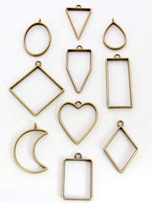 30/51/60/80pcs Mixed Pack (10 Colors: Gold/White K/Antique Green/KC Gold/Electrophoretic Black) Geometric Hollow Pressed Floral Frame Pendant Resin Jewelry Making Necklace Pendant Border Mold