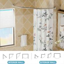 Curved Shower Curtain Rod, Adjustable 33-78 Inches Extra Wide Curved Shower Rods For Bathroom, Rust Proof Shower Rod,  Silver - Silver - View 5