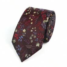 1 条男士 7 厘米涤纶时尚领带，带有大朵小花图案，适合婚礼、派对、约会休闲 - 彩色 - 查看 16