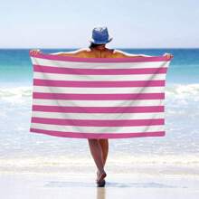 1pc Extra Large Stripe Printed Beach Towel, Bath Towel, Travel Essential, Pool Towel, Camping Towel, Gifts For Adult Women Men On Beach Vacation. Made Of 250gsm Ultra-Fine Fiber Which Is Extra Thick, Super Soft And Portable Without Occupying Much Space.