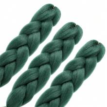 漸層編織假髮24英寸1入裝/包,高溫合成纖維鉤織扭結彩虹灰黑色流行方式適用於女性 - 墨綠色 - 查看 5