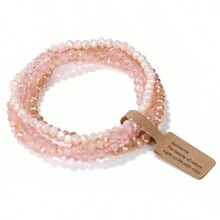 VKHK Conjunto De 4 Pulseiras Elásticas Com Pérolas De Cristal Facetadas Coloridas De 3x4mm Para Presente De Aniversário De Casal Para Homens E Mulheres