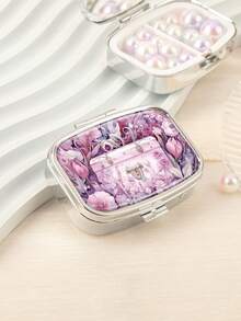 便攜式 2 隔間藥丸收納盒和珠寶收納盒,帶內置鏡子。隨時隨地保持井井有條,提升您的美麗。裝飾藥物和維生素管理器。完美的禮物創意 - 銀色 - 查看 7