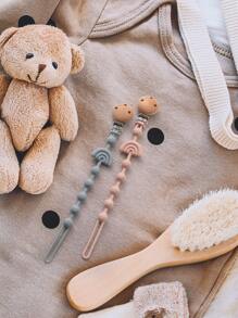 2pcs Baby Silicone Pacifier Clips, Baby Teething Toys Chain Chew Dummy Holder Infant Nipple Holder Baby Accessories