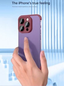無邊框手機殼內建玻璃鏡片保護防震角墊,相容於蘋果15/14/13/12系列 - 紫色 - 查看 3
