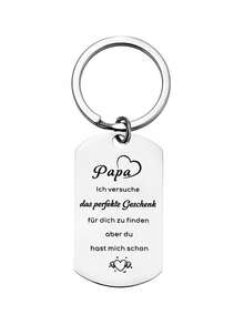 1pc Stainless Steel Engraved "Father PAPA" Keychain Pendant, Thoughtful Small Gift For Father's Day Birthday - Silver - View 4