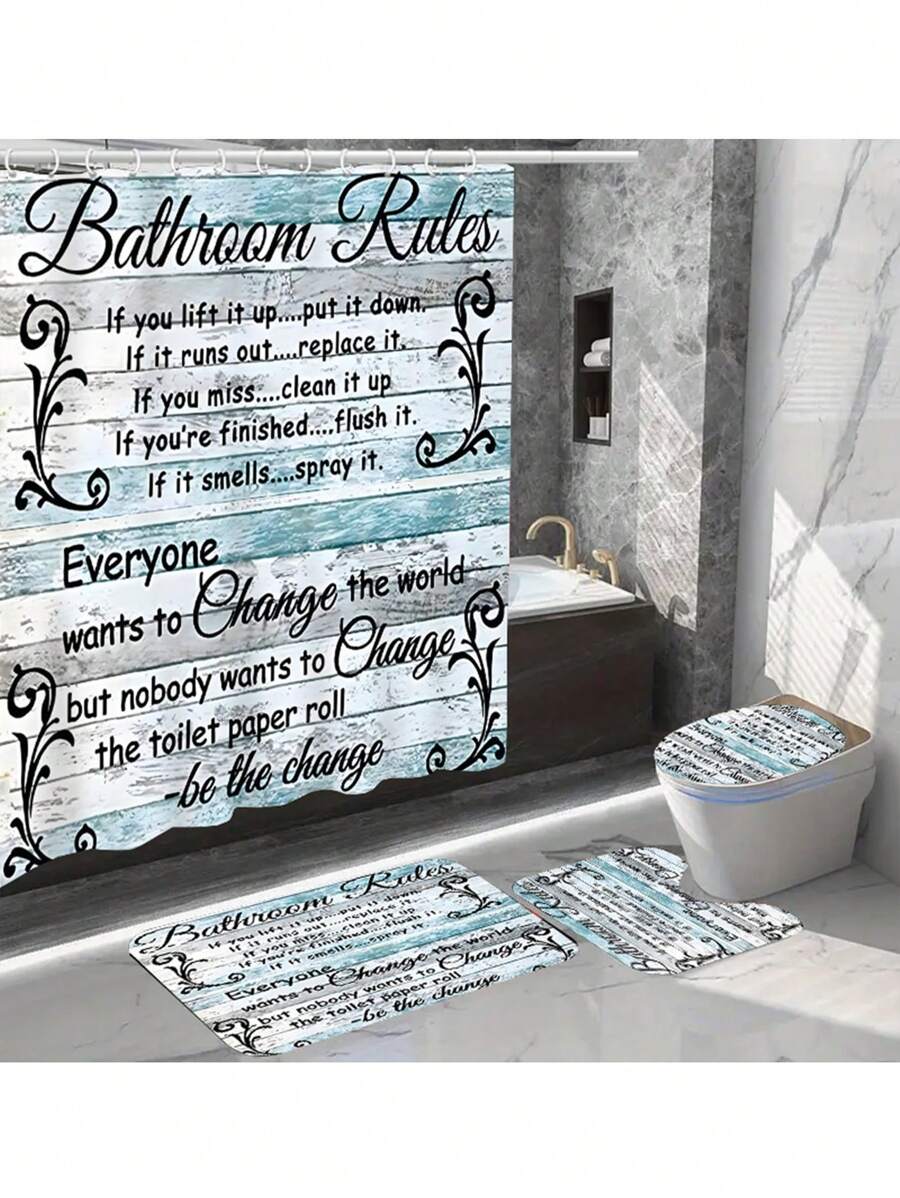 YBLZGCN Nhà Trang trí Rèm tắm chống nước Bộ Với 12 Móc Phòng vệ sinh bìa Chỗ ngồi Tắm Đối với Phòng tắm Không trượt Thảm Tấm thảm Vải Polyester Rèm Đối với Phòng tắm Phụ kiện - Nhiều màu - Xem 1