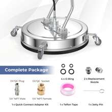 20" Pressure Washer Surface Cleaner Stainless Steel Power Cleaner Attachment - Silver - View 8