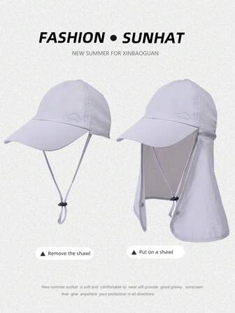 JOYLORD 1件男女通用防曬帽,適用於春夏季節,帶有披巾的戶外速乾棒球帽,釣魚登山帽,適用於女性