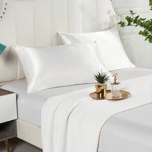 2 Pacotes de Fronhas de Cetim Acetinado Brancas para Cabelo - Fronhas de Cetim com Fechamento Envelope, Cetim Aprimorado Semelhante a Fronhas de Seda para a Pele, Capas de Travesseiro Macias - Branco - Visão 9