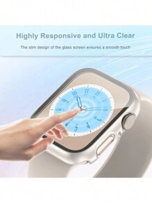 3pcs PC+Tempered Glass Integrated Watch Case, Anti-Drop Stylish Casual Protective Cover, Compatible With Apple Watch Band 38/40/41/42/44/45/46/49mm, Compatible With Apple Watch Series Ultra/SE/11/10/9/8/7/6/5/4/3/2/1, Smartwatch Accessories