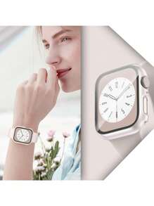3pcs PC+Tempered Glass Integrated Watch Case, Anti-Drop Stylish Casual Protective Cover, Compatible With Apple Watch Band 38/40/41/42/44/45/46/49mm, Compatible With Apple Watch Series Ultra/SE/11/10/9/8/7/6/5/4/3/2/1, Smartwatch Accessories