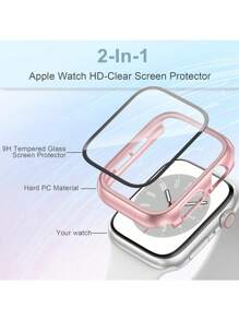3pcs PC+Tempered Glass Integrated Watch Case, Anti-Drop Stylish Casual Protective Cover, Compatible With Apple Watch Band 38/40/41/42/44/45/46/49mm, Compatible With Apple Watch Series Ultra/SE/11/10/9/8/7/6/5/4/3/2/1, Smartwatch Accessories