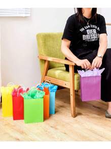 8pcs Mixed Color Gift Bag, Modern Paper Gift Wrapping Bag For Party