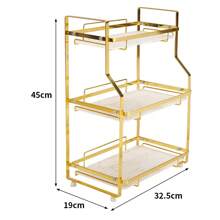 LIVINGANDHOME Living And Home Luxurious Gold 2/3-Tier Bathroom Countertop Storage Rack Organizer,Hangable Makeup Organizer Storage Shelf - Dorado - Ver 11