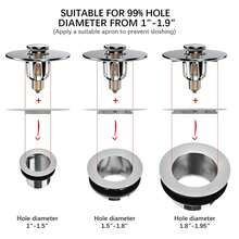 1 cái Của Thép không gỉ Bộ lọc bồn rửa Và Phích cắm Cái đó Là Dễ dàng để cài đặt , Với A Cửa sổ Bật lên Đối với Rút mũ Lỗ Đến Ngăn chặn Và Nhanh Rút mũ Không có Tràn ra , Bền chặt Và Mùi Chống lại , Làm Dễ dàng để cài đặt Và Sử dụng - Bạc - Xem 4