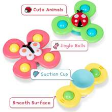 3pcs Baby 1-2 Years Old Sucker Rotary Toy Busy Worm Spinner To Calm Restless Emotions Featuring Colorful Sensory Toys Suitable For Highchairs/Tables/Windows/Travel