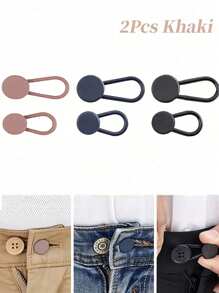 2入組牛仔褲用褲頭鈕扣加寬配件,女士男士褲頭加寬補救工具,柔軟的橡膠材質,有效調節褲頭位置以改善腰圍過緊的問題,同時為孕婦提供服飾延伸,男女適用。適用於牛仔褲、裙子、裙子、旅行必備配件 - 卡其色 - 查看 1