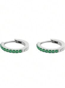 1 đôi Bông tai dát bằng thép không gỉ & đá Cubic Zirconia thời trang, Bộ sưu tập đá Giáng sinh cho món quà Ngày của Mẹ - Bạc - Xem 15