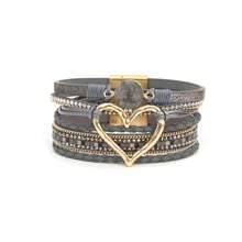 Pulsera envolvente estilo bohemio con dije en forma de corazón y cierre magnético, apta para uso diario - sin material de mosaico - regalo perfecto para Pascua, San Valentín, mamá, madre, Día de la Madre