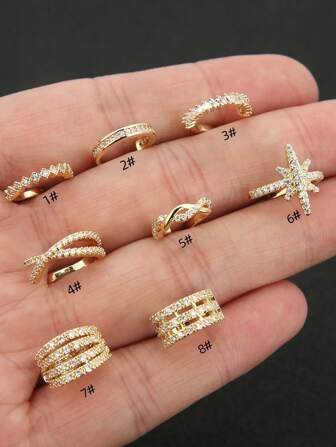 1pc Copper Ear Cuff Clip Earring With Cubic Zirconia Detail Suitable For Both Men And Women For Daily Wear