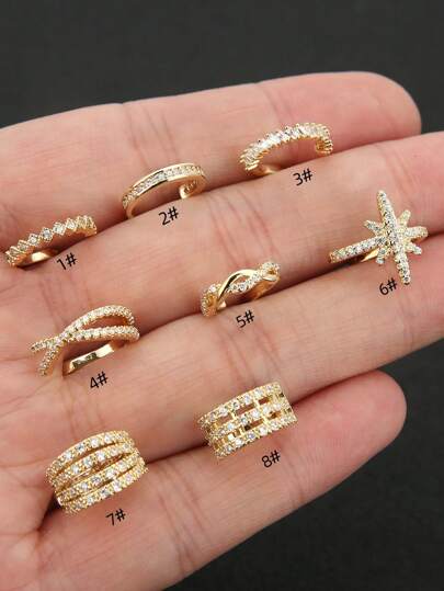 1 pieza de oreja de cobre Ear Cuff Clip con detalle de Circonia Cúbica adecuado tanto para hombres como para mujeres para uso diario