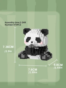 Conjunto De Construcción De Animales Panda Block [hogachi] Mini Bloques Para Construir Con Micro Bloques De 500 Piezas Para Adultos - Negro - Ver 2
