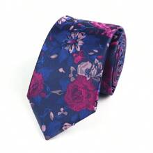 1 条男士 7 厘米涤纶时尚领带，带有大朵小花图案，适合婚礼、派对、约会休闲 - 彩色 - 查看 17