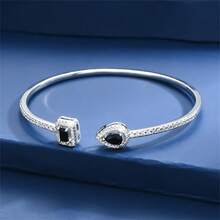 1個高端豪華鑲有閃爍的水晶的可調節開口手鐲,多用途設計和歐式風格 - 鑽石 - 查看 3