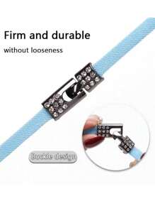 1 Pair New Rhinestone Clip Deduction Elastic Shoe Laces For Kids And Adults, Elastic No Tie Shoelaces For Sneakers, Easy To Install And Quick To Pull On And Take Off Tieless Shoe Strings - White - View 4