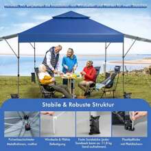 300 X 300cm Pop-Up Canopy Tent, 3-Stage Height-Adjustable, With Wheels, Extended Canopy & Storage Bag, Waterproof Folding Gazebo For Picnic Garden Party Wedding - Blue - View 4