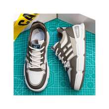 2024條紋帆布運動鞋,厚底設計,秋冬季,時尚多變青少年男生設計 - 棕色 - 查看 3